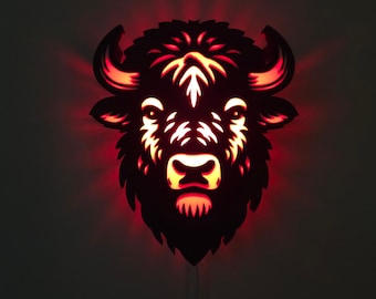 Buffalo Football Decor: Wall Mounted Bison Color Changing Lamp