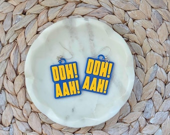 Pendientes azules y amarillos de Buffalo Hockey Ooh Ahh