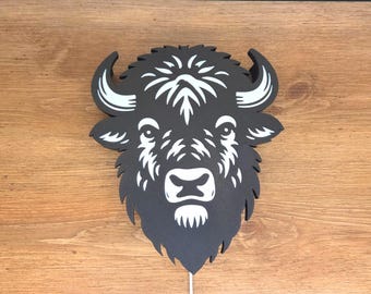 Lámpara de mascota de bisonte o búfalo: lámpara de pared que cambia de color
