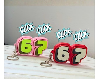 El original 67 Six Seven Double Fidget Clicker / Charm para mochila, llavero, recuerdo de fiesta de cumpleaños