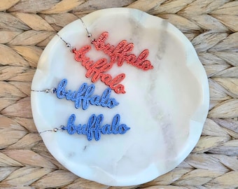 Pendientes de fútbol de Buffalo / Accesorios para fanáticos de Buffalo rojos o azules