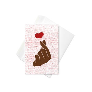 Carte coréenne coeur et doigt pour la Saint-Valentin