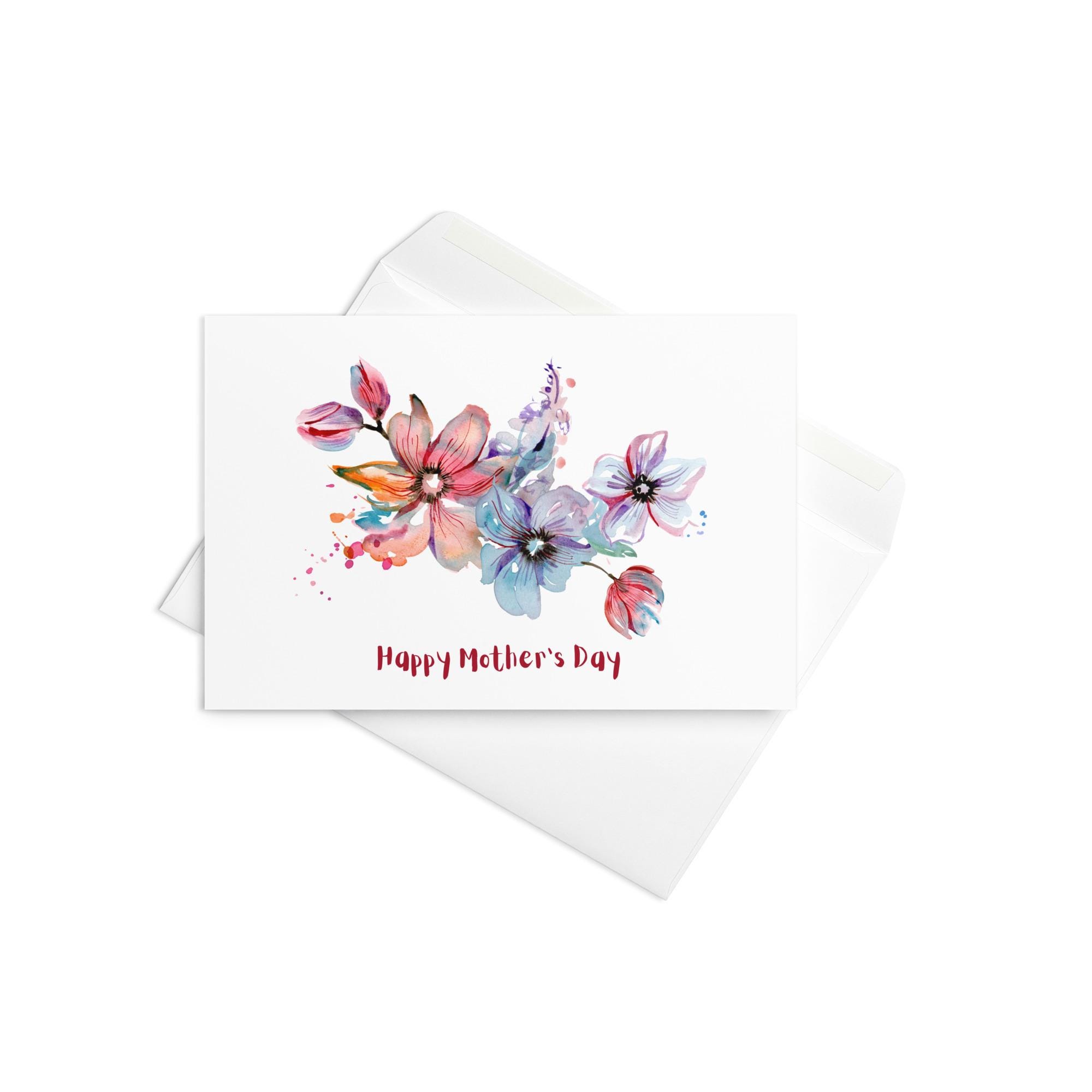 Beautiful Simple Floral Mother's Day Card + Envelope (Blank Inside)