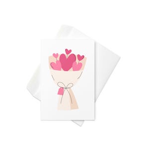 Tarjeta coreana "Te amo" con ramo de corazones
