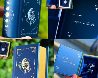 Written In the Stars Book Ring Box, Book Shaped Jewelry Box, Unique Engagement Ring Box, Wedding Ring Holder, Bookish Gift Box, Velaris Book