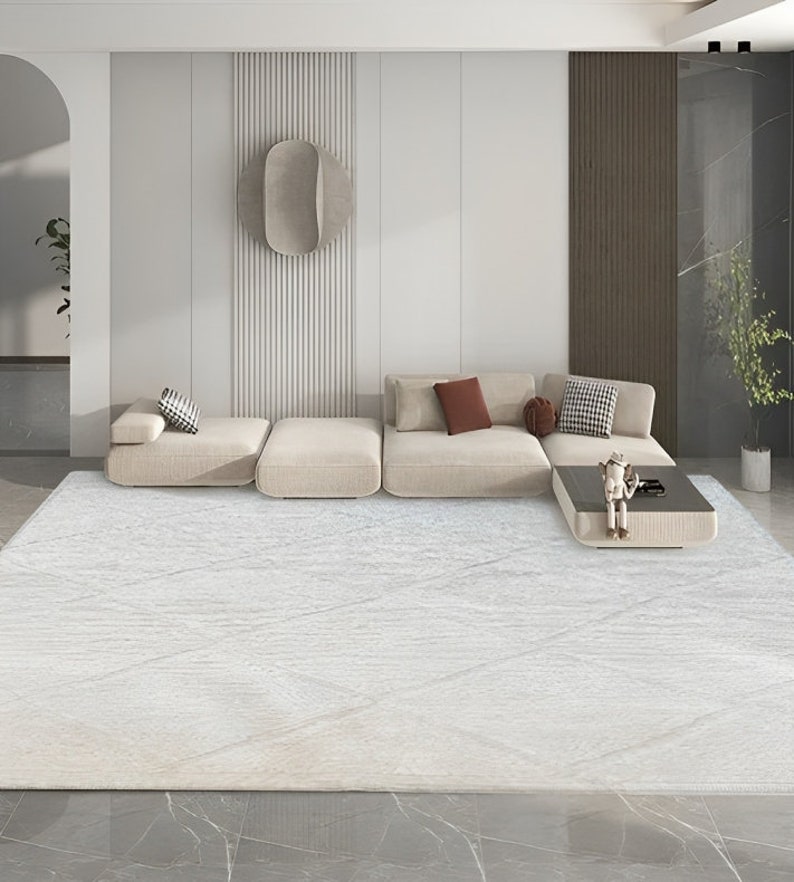 Tapis Berbère en Laine Naturelle Blanche Tissé à la Main 'Serenity' Design Losange Subtil Tailles Multiples 8'x10,'9'x12', 3'x5',10'x12'ft image 3