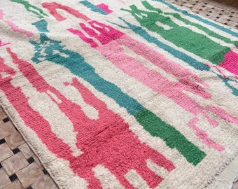 Vibrant Handcrafted Moroccan Berber Wool Rug  | Colorful Abstract Art | Luxurious Soft Wool