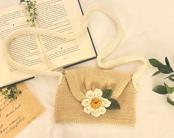 Handmade Knit Cute Elegant Casual Flower Bag Crossbody