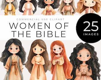 Women of the Bible Clipart Instant Download Watercolor Biblical Female Characters, Christian Art, Bible Study, Sunday School, Religious PNGs