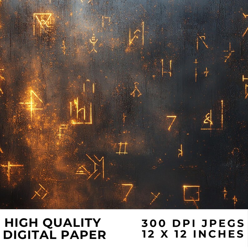 Magic Runes Paper Mystic Runes Digital Papers, Instant Download, Dark Magic Backgrounds ...