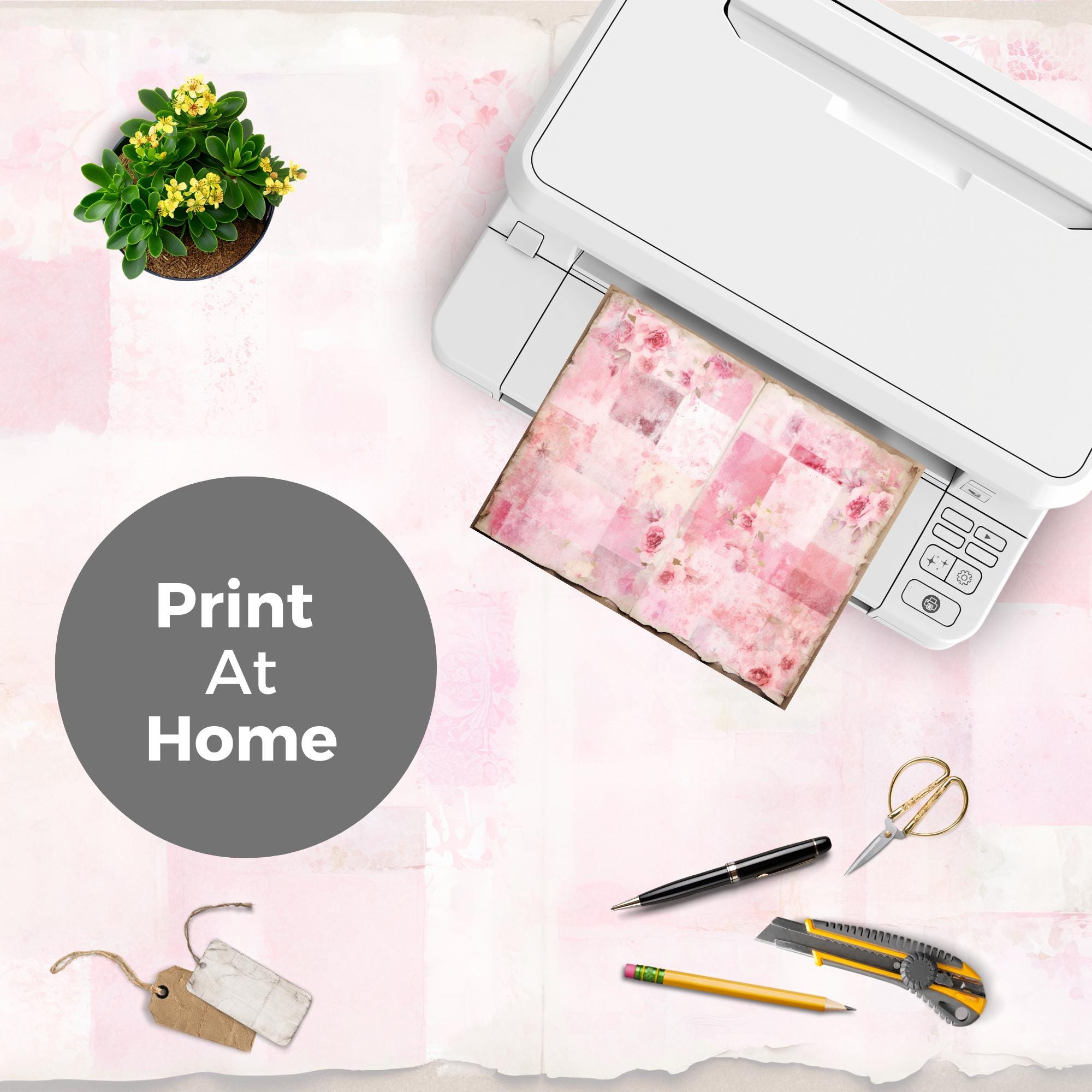 Vintage Patchwork Junk Journal Papers, 6 cyfrowych stron