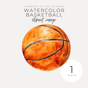 Aquarell Basketball Clipart INSTANT DOWNLOAD Orange und schwarze Sportball-Grafik, Dribbling-Spaß, kommerzielle Nutzung, transparenter Png