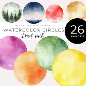 Peut inclure: Un ensemble de 26 cercles aquarelle dans différentes couleurs, notamment le vert, le bleu, le rouge, l'or, le violet, l'orange et le jaune. Les cercles sont parfaits pour ajouter une touche d'art artisanal à vos projets.