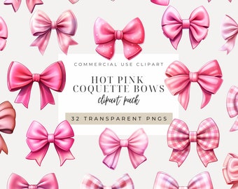 Hot Pink Coquette Schleife Png SOFORTIGER DOWNLOAD Blaue Schleife Clipart, Coquette, Grand Millennial und Aquarell Band Designs für Partys, Einladungen