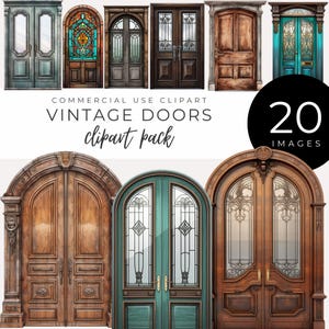 Clipart de porte vintage TÉLÉCHARGEMENT IMMÉDIAT Graphismes de porte antiques et rustiques avec shabby chic, cottagecore, charme du vieux monde ; Éphémères pour journaux indésirables