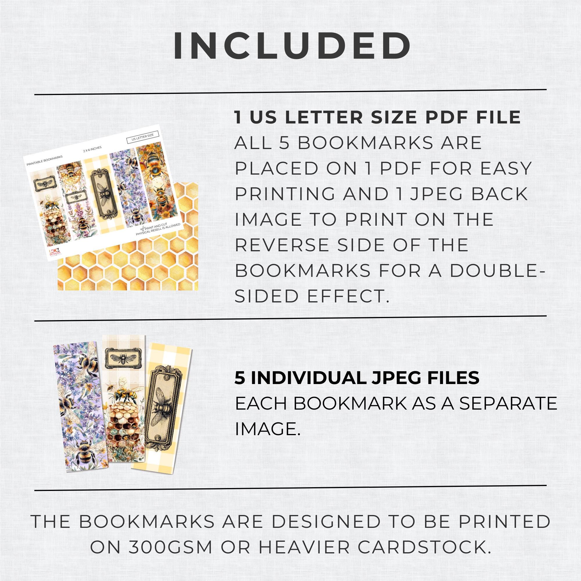 Vintage Bee Bookmarks, Printable Honeybee Placeholders, Cottagecore ...