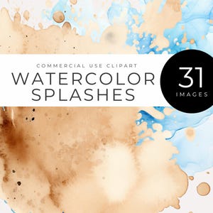 Neutrale Aquarell Spritzer & Farbspritzer Clipart SOFORT DOWNLOAD Logo Textur, Formen Grafiken, Pinselstrich Ink Spritzelemente