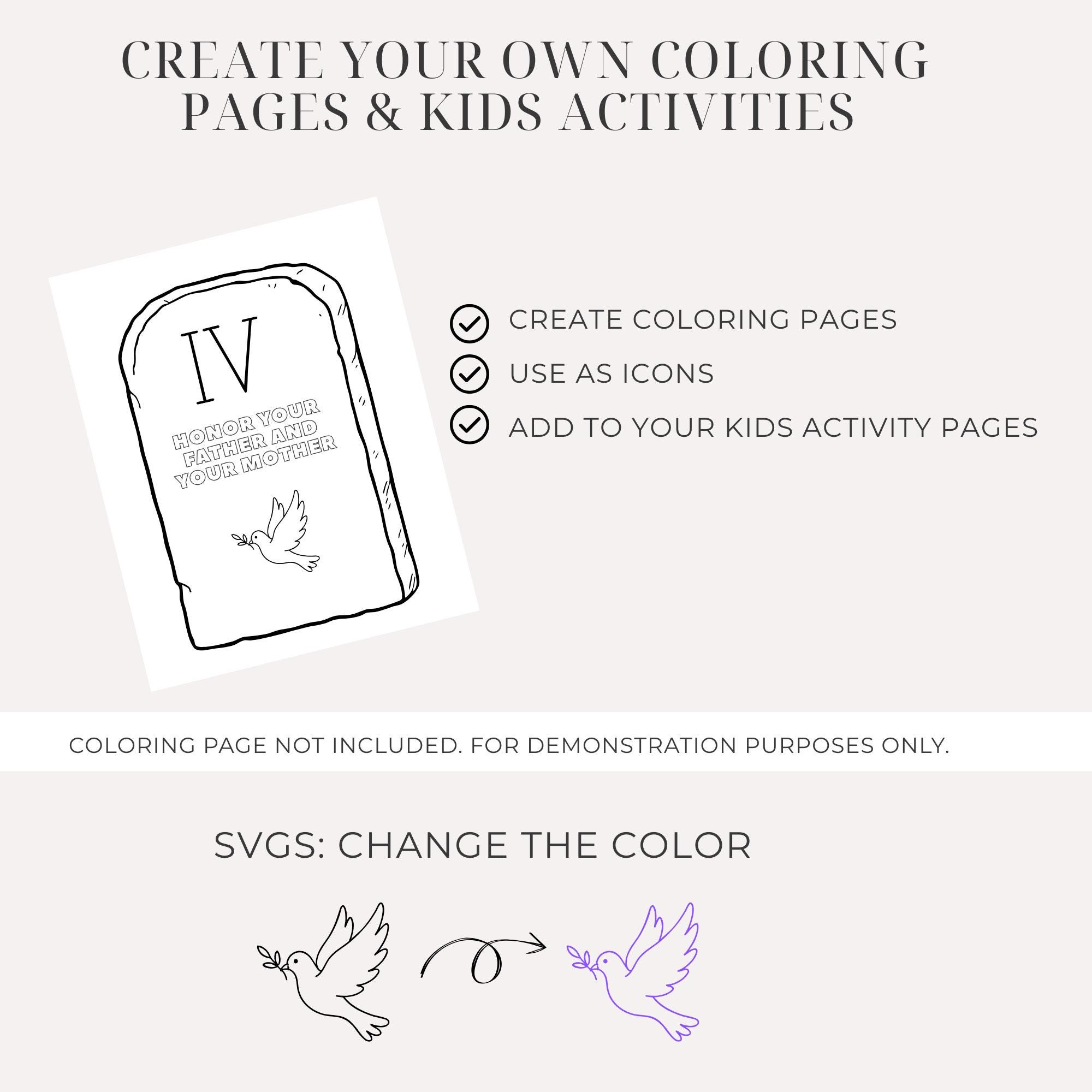 Ten Commandments SVG Icons, Commercial Use, Monoline Black & White ...