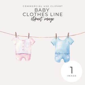 Clipart de corde à linge bébé TÉLÉCHARGEMENT IMMÉDIAT Graphismes baby shower et nouveau-né, sexe révélateur, Boho, décoration de chambre d'enfant, invitations à une fête d'anniversaire