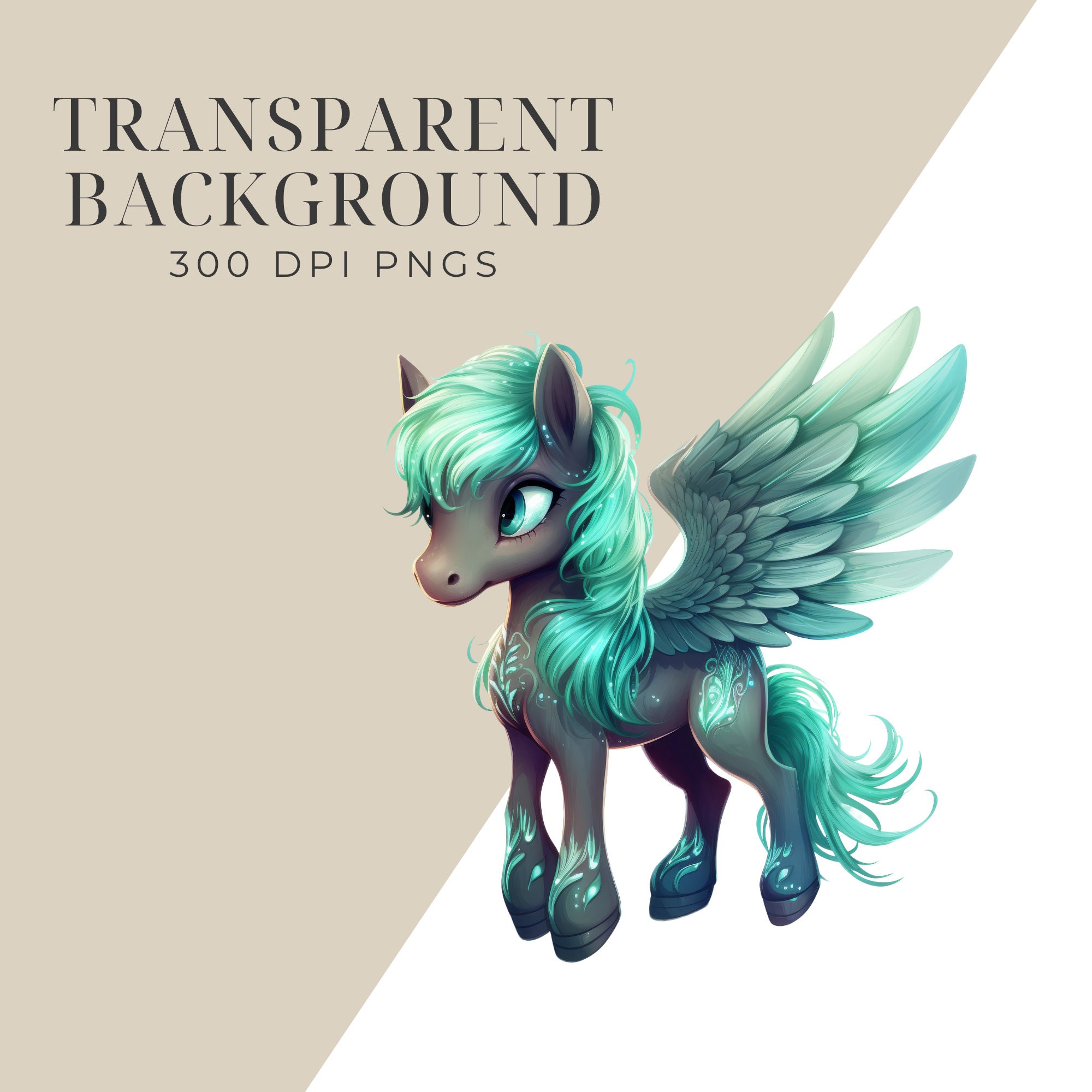 Whimsical Fantasy Pegasus Clipart DIGITAL DOWNLOAD Unicorn Pngs ...
