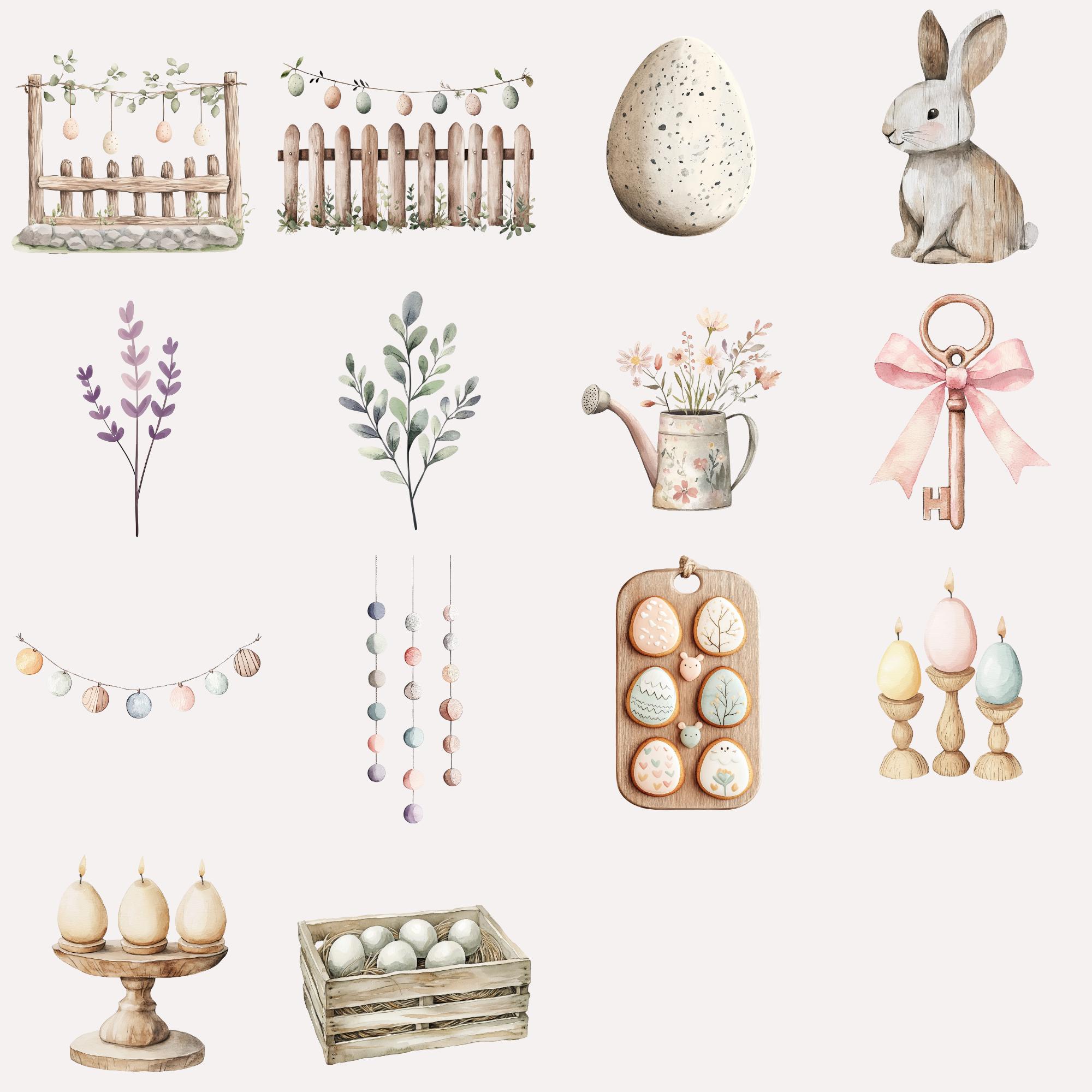 Farmhouse Easter Clipart, Instant Download, Rustic Spring Digital Pngs ...
