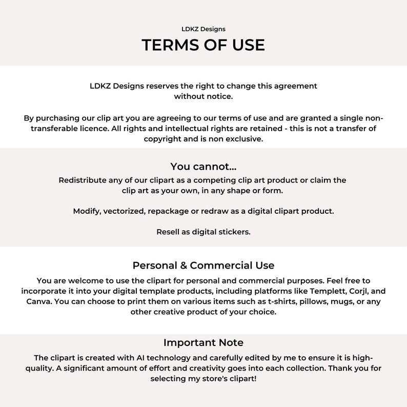 May include: Terms of use for digital clipart.  You cannot redistribute, modify, or resell the clipart as a digital product.  You can use the clipart for personal and commercial purposes, including printing on t-shirts, pillows, mugs, and other creative products.