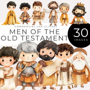 Biblische Figuren Clipart DIGITAL DOWNLOAD Aquarell Männer Altes Testament, Religionsunterricht, Sonntagsschule, christlich, spirituell