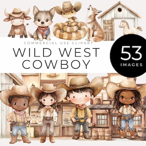 Wilder Westen Clipart, SOFORTIGER DOWNLOAD, Aquarell Cowboys, Cowgirls, Western Tiere, Wüstenlandschaft, Rodeo Geburtstagsfeier einladen, Dekor, Digital