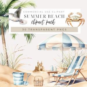 Imágenes prediseñadas de acuarela de silla de playa y sombrilla, imágenes de vacaciones de verano bohemias, vacaciones tropicales, creador de escenas para invitaciones, despedidas de soltera con temática costera