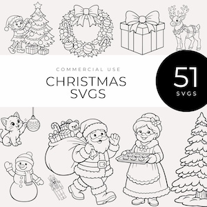 Christmas SVGs, Holiday Craft Line Art, Santa Workshop and Elf Ornament Designs, Winter DIY Decor Vector Graphics, North Pole Adventure