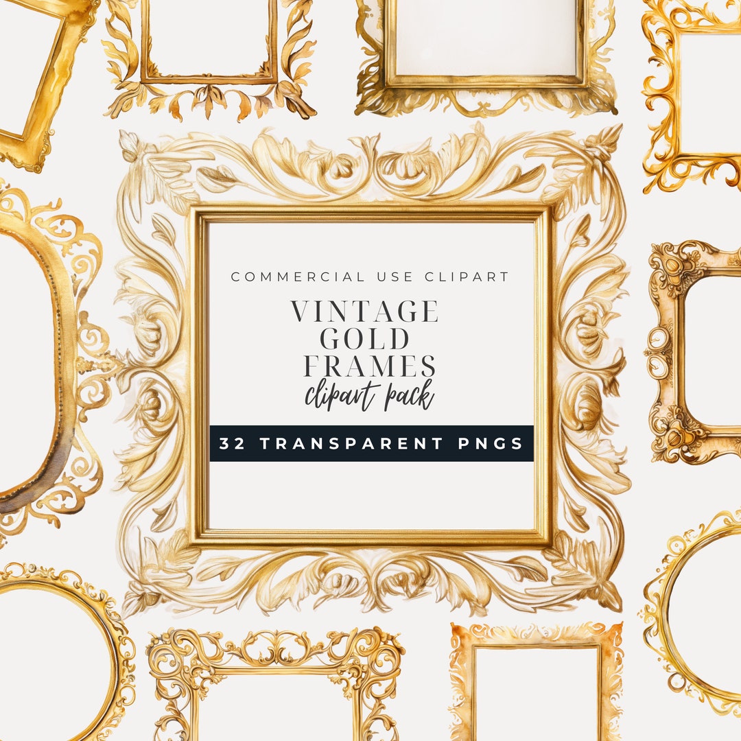 Antique Gold Frame & Rococo Style Clipart INSTANT DOWNLOAD Ornate Png ...