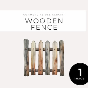 Valla rústica de madera PNG, descarga instantánea, gráfico de valla de granja en acuarela, efímera de diario basura, decoración cottagecore, uso comercial