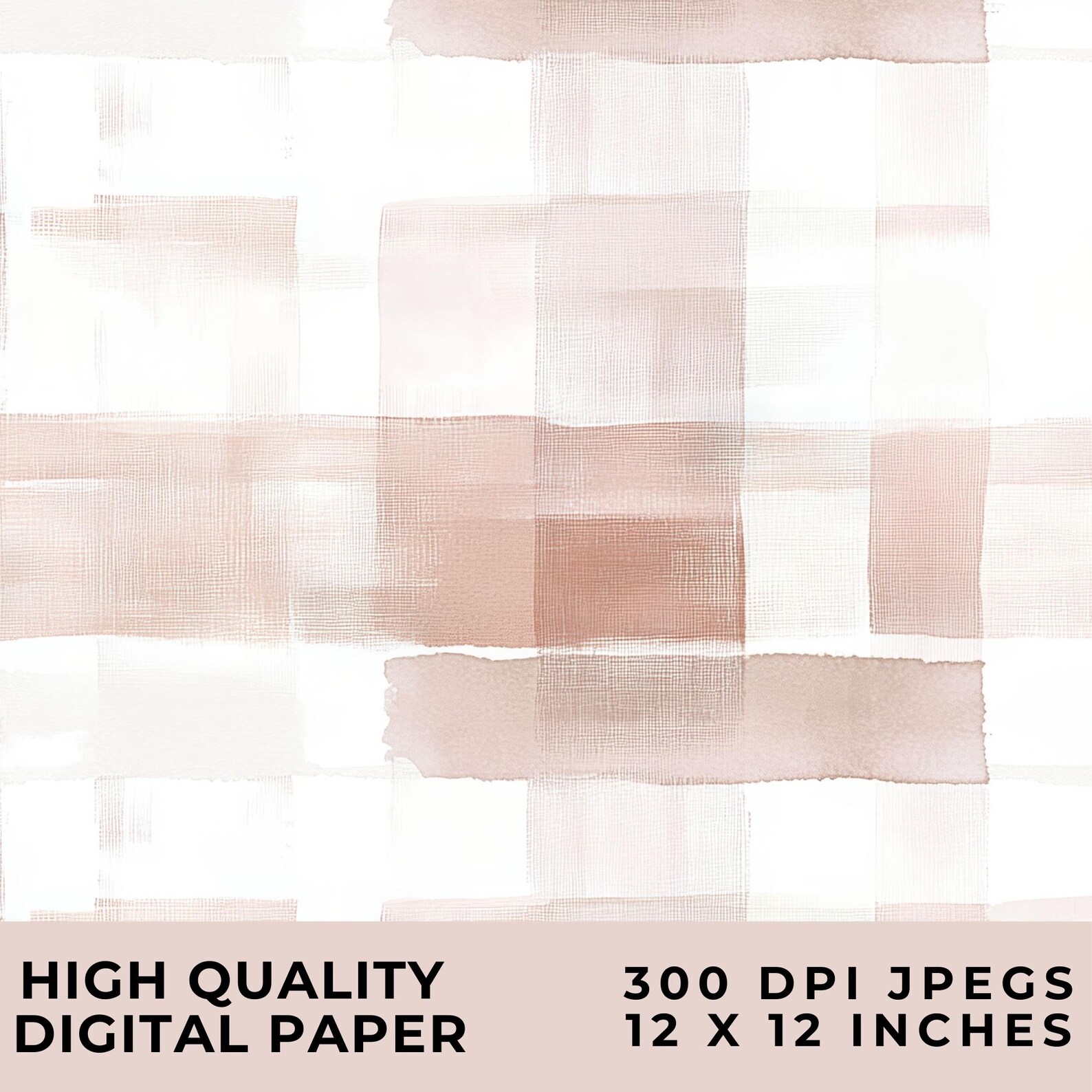 Blush Pink Plaid Digital Papers, Instant Download, Watercolor Soft ...