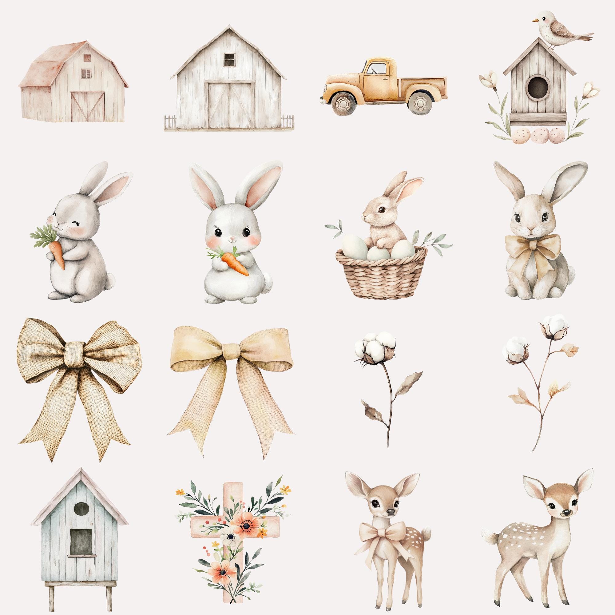Farmhouse Easter Clipart, Instant Download, Rustic Spring Digital Pngs ...