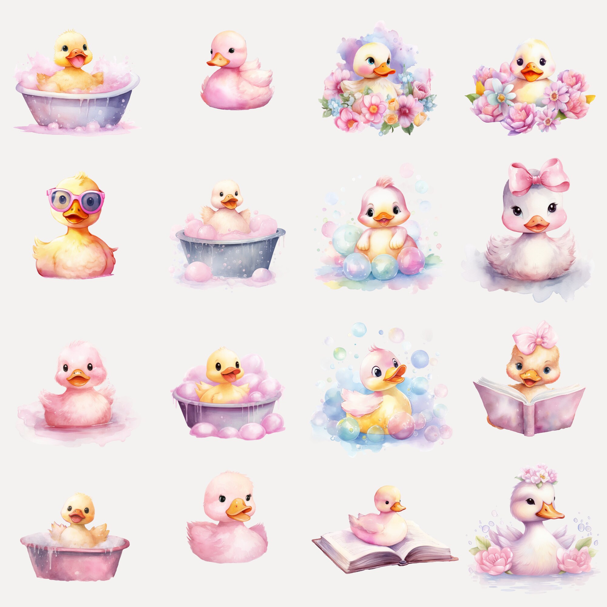 Rubber Duck in Bubbles Clipart INSTANT DOWNLOAD Bubble Bath Time Fun ...