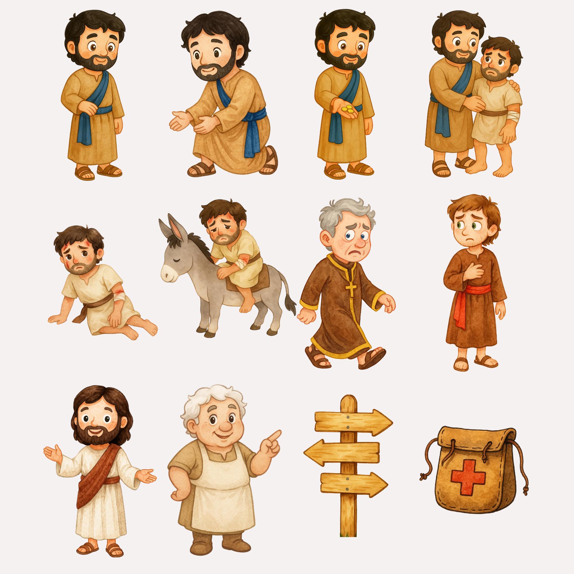 Good Samaritan Clipart, Instant Download, Bible Story PNG, Sunday