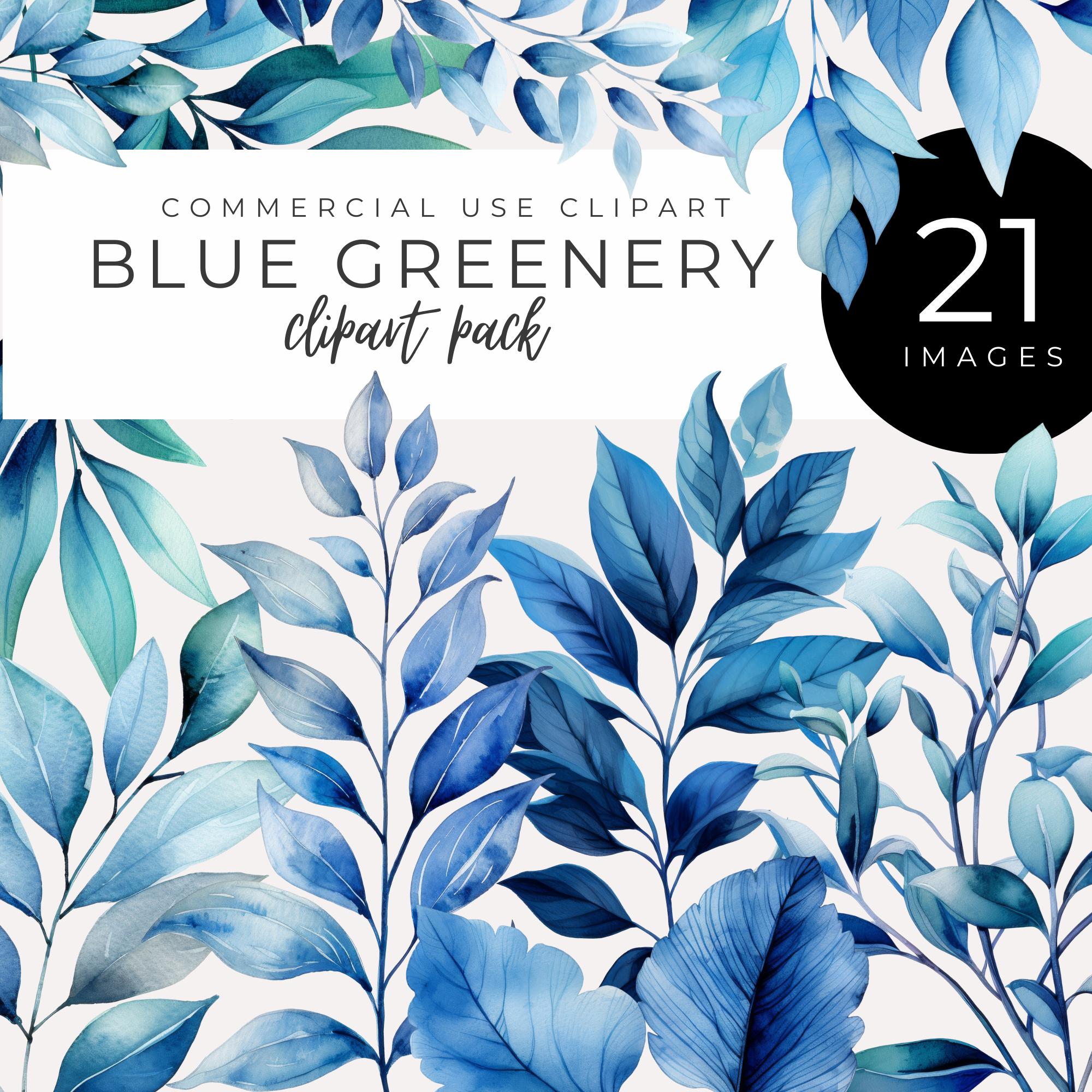 Blue Greenery Clipart INSTANT DOWNLOAD Nature-inspired Decor ...