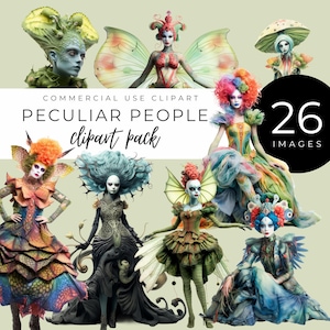Personagens de fantasia peculiares e excêntricos para cartões, diário de sucata, kit de scrapbook, colagem, uso comercial.