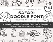 Safari Animal Font, Typeable Icon Font for Kid Worksheets, Secret Codes, Borders & Classroom Activities, Wildlife Jungle Alphabet, TTF File
