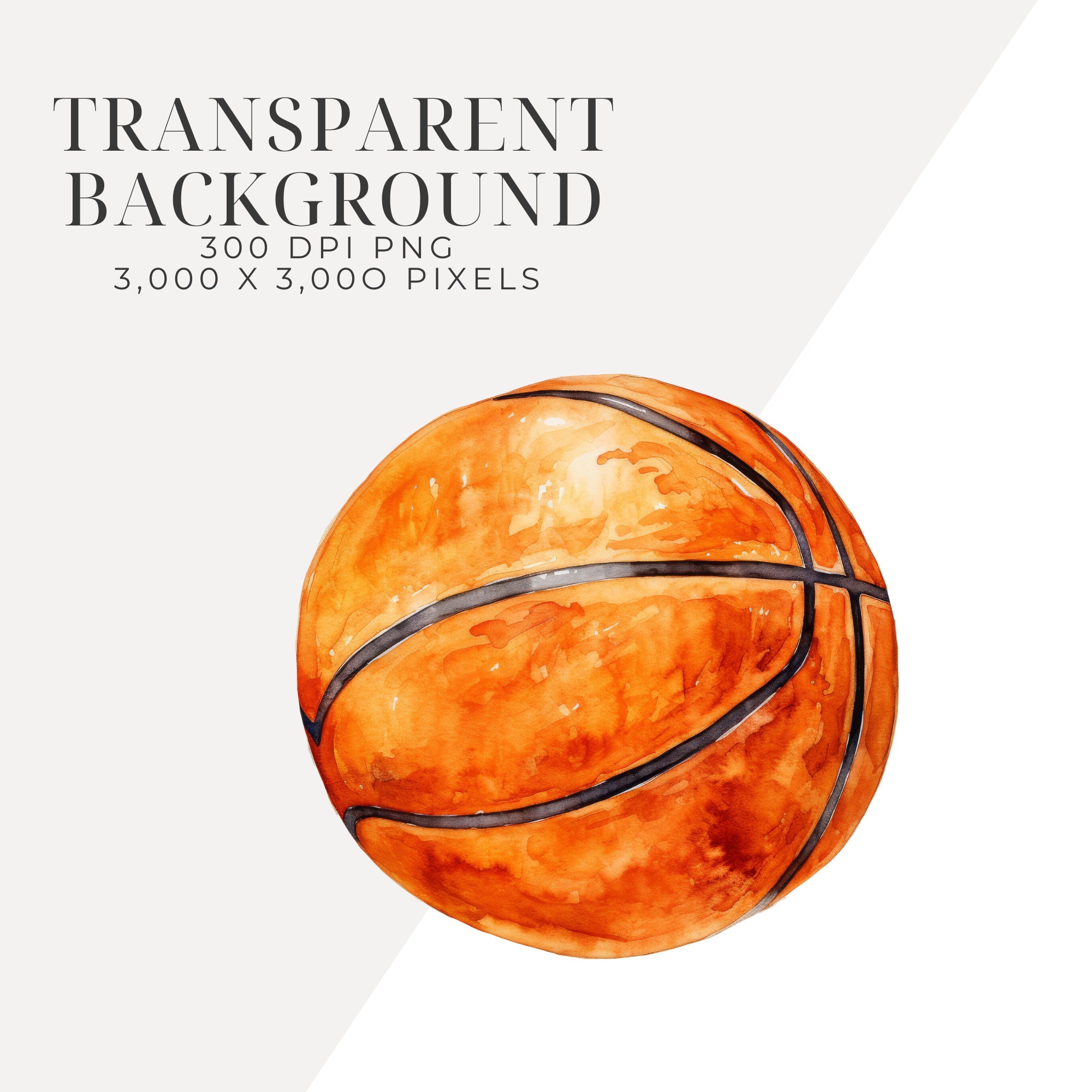 Watercolor Basketball Clipart INSTANT DOWNLOAD Orange and Black Sports ...