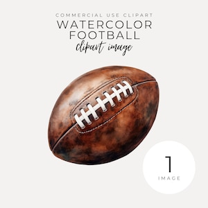 Aquarel voetbal clipart INSTANT DOWNLOAD Bruine voetbal met witte vetersluiting, perfect voor speldag en sport-thema feestuitnodigingen