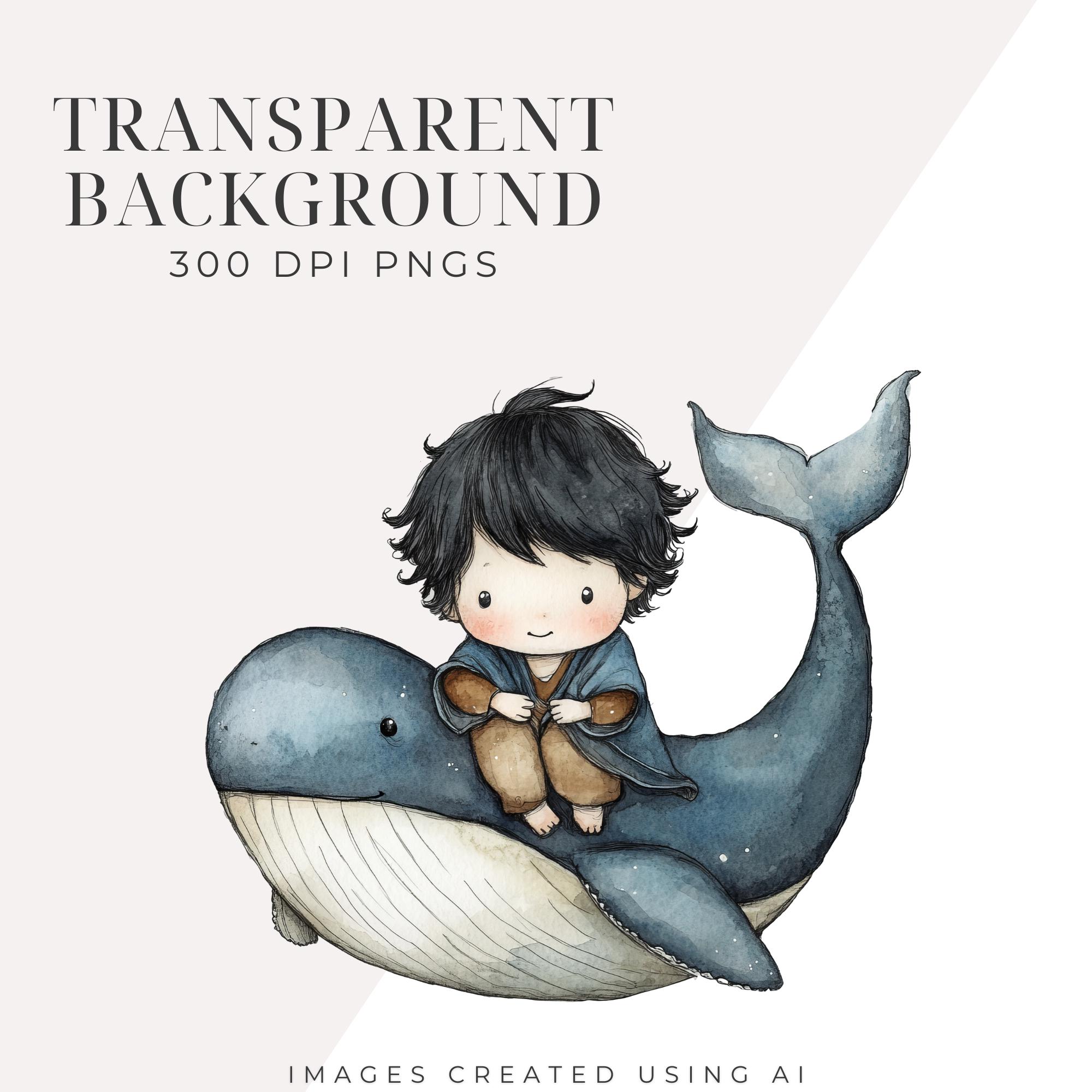 Jonah and the Whale Clipart INSTANT DOWNLOAD Watercolor Bible Story ...