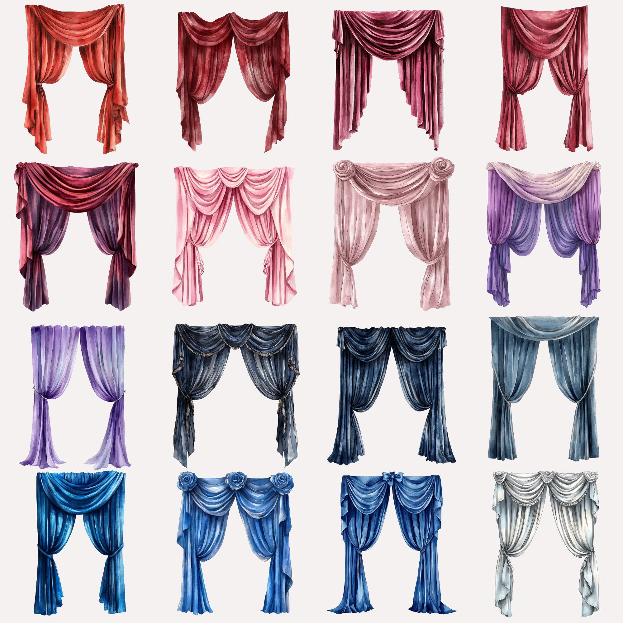 Stage Curtain Clipart INSTANT DOWNLOAD Vintage Theater Drapes, Opera ...