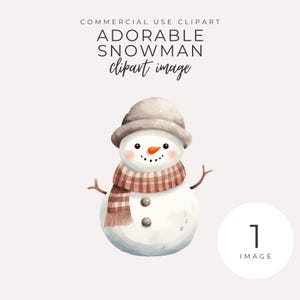 Schattige vintage sneeuwpop clipart INSTANT DOWNLOAD schattige neutrale pastel illustratie voor winterdecor, vakantieambachten en seizoensprojecten