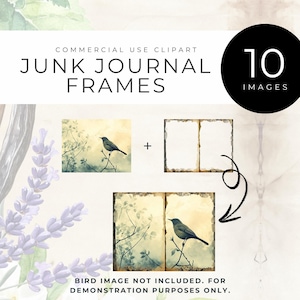 Bordes de diario vintage, descarga instantánea, marcos de papel envejecido, texturas digitales, PNG grunge antiguo, bordes de pergamino desgastados