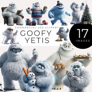 Quirky Yeti Clipart DOWNLOAD INSTANTÂNEO Monstros de neve engraçados, gráficos de scrapbook de inverno, decoração de feriado, criaturas digitais fofas do Ártico, Pateta Png