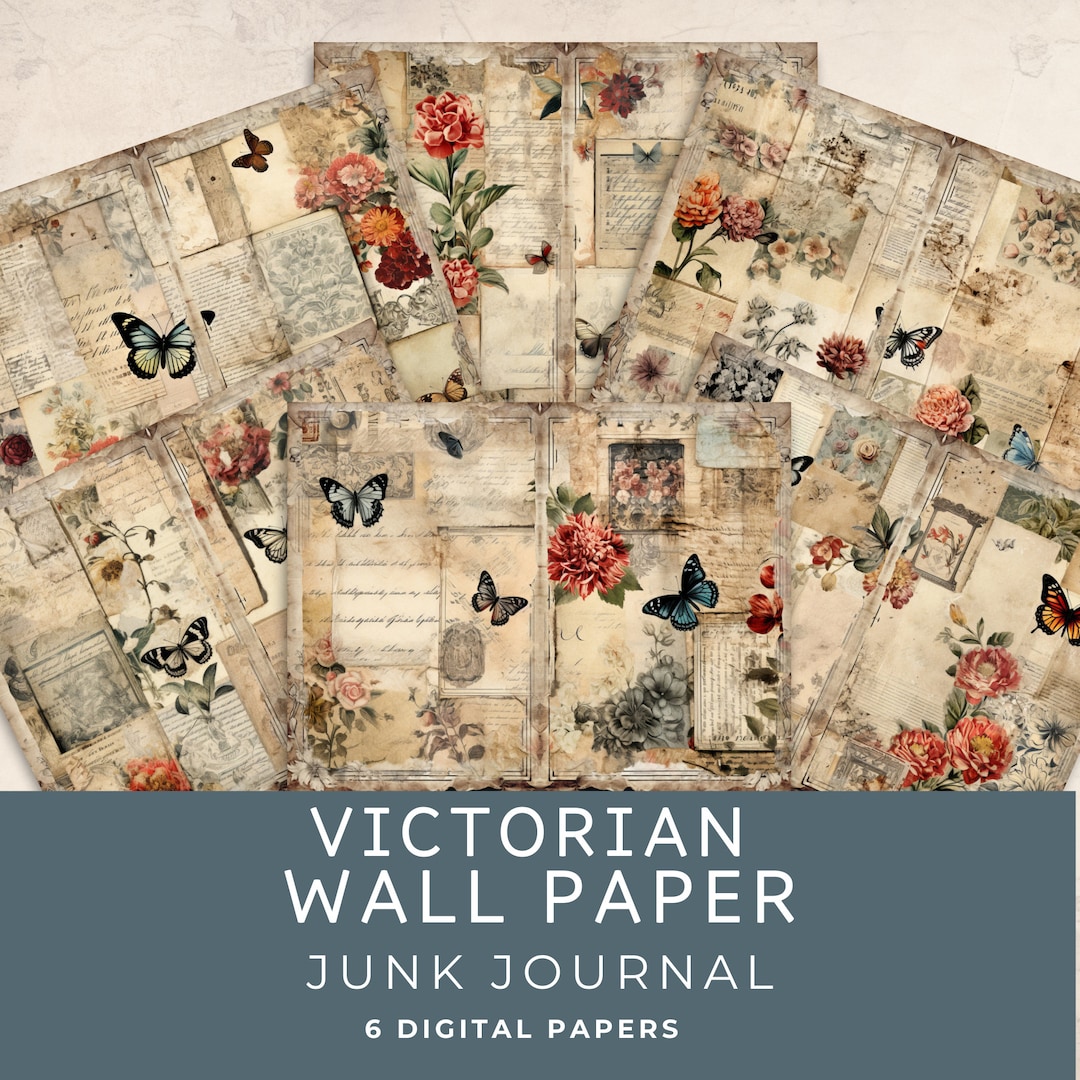 Victorian Wallpaper Junk Journal Paper INSTANT DOWNLOAD Vintage Digital ...