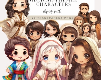 Biblical Characters Clipart INSTANT DOWNLOAD Sunday School Christianity Graphics, Biblical Stories, Religious Designs, Vacation Bible School