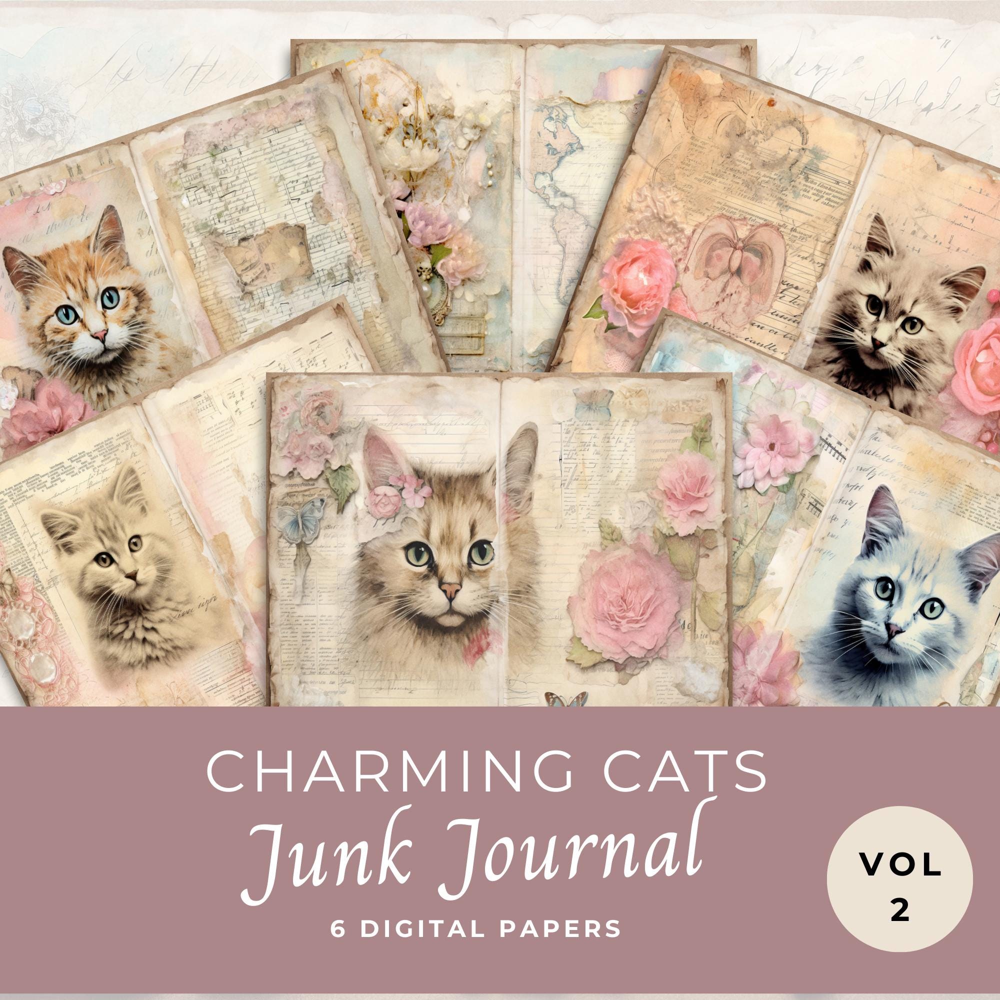 超人気新品 Charming Scrapbook Fantasy 2, Vol Papers Journal Junk Cat その他