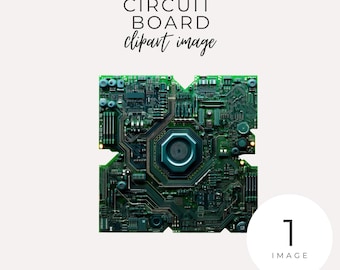 Circuit Board Clipart INSTANT DOWNLOAD Green Computer Circuit Board & Digital Technology Illustration, Electronic Designs, Transparent Png